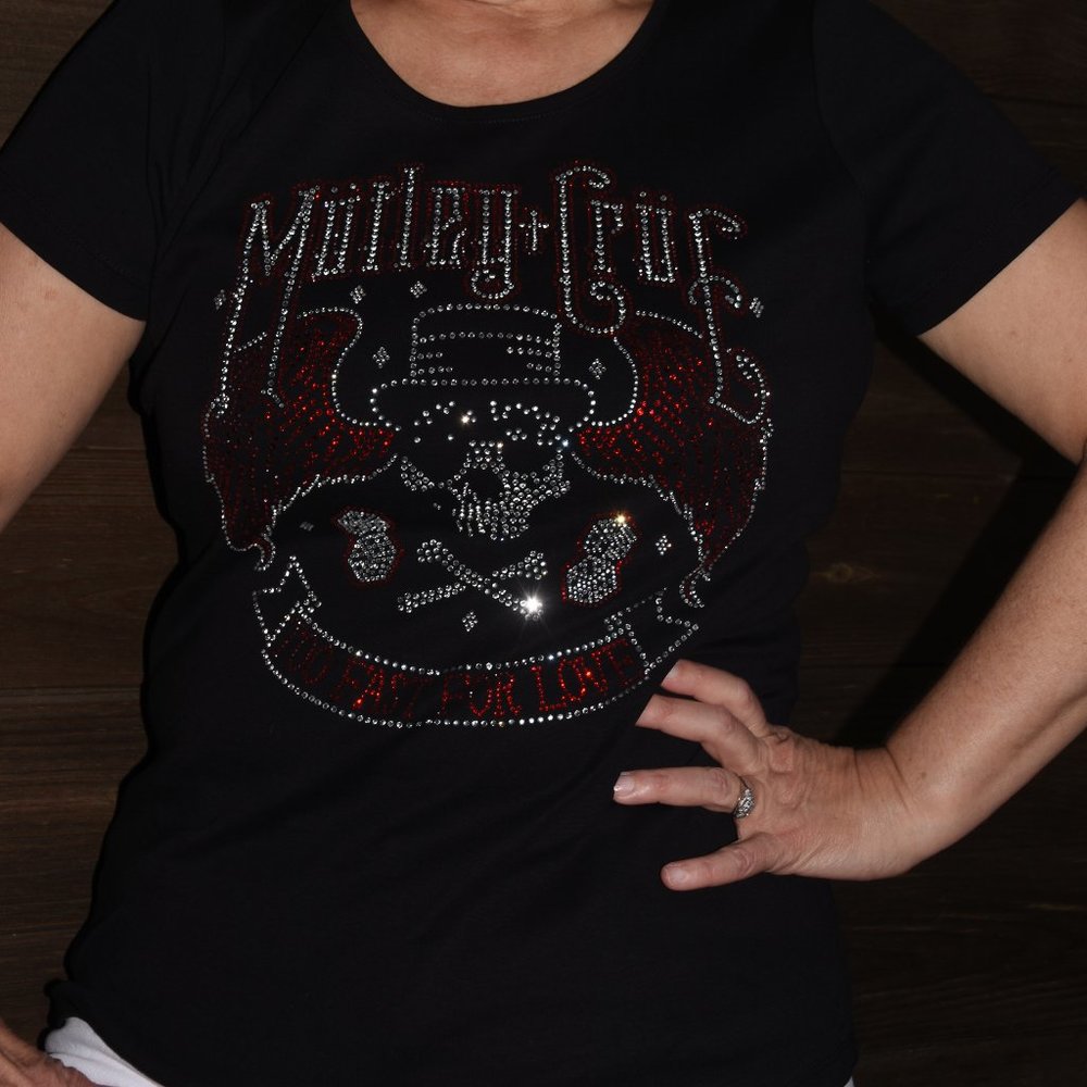 Motley Crue rhinestone bling short Sleeve Shirt XS S  M L XL X…